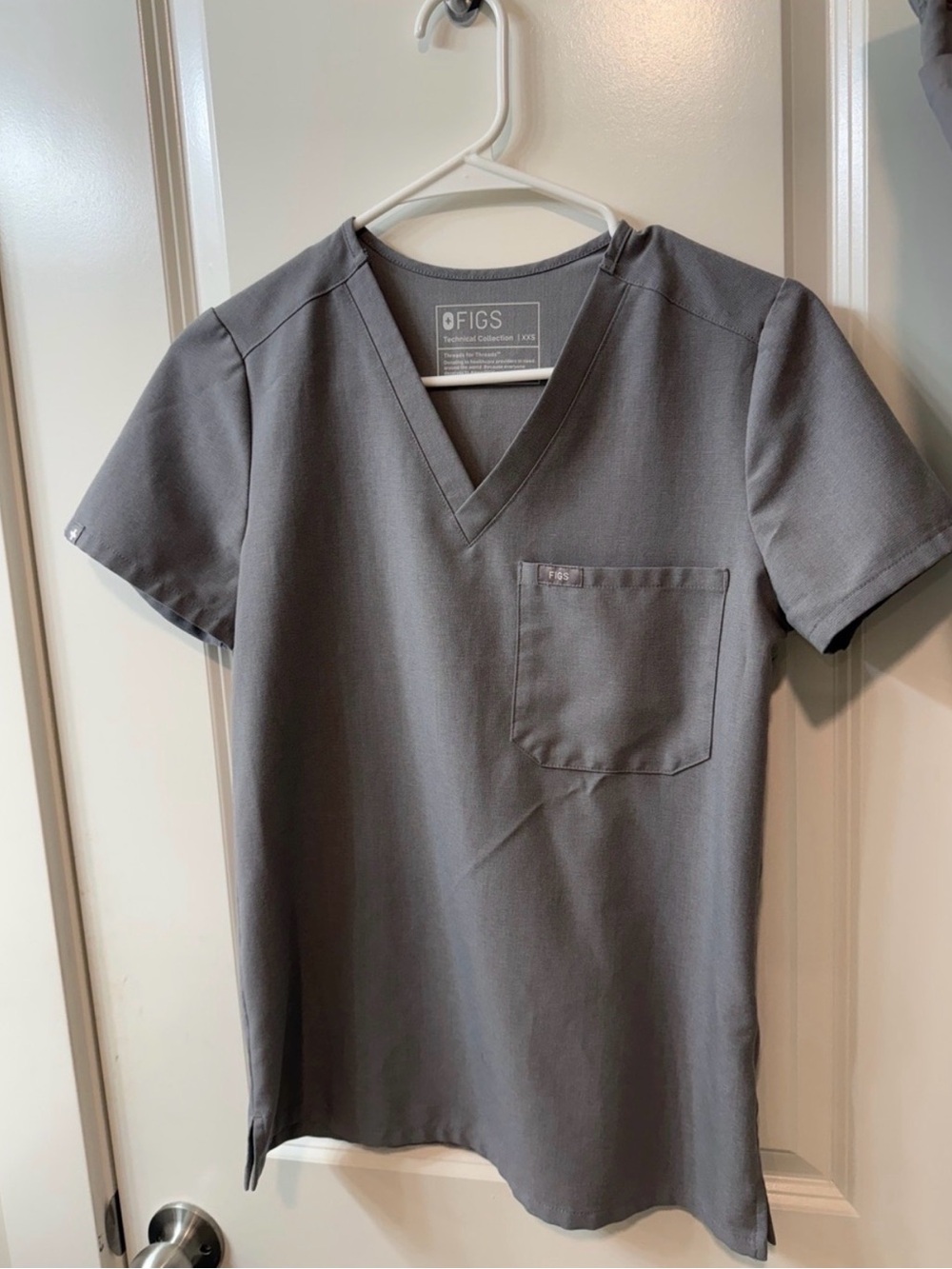 FIGS Grey V-Neck Scrub Top